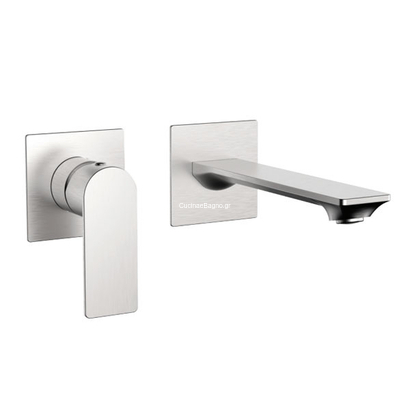 KLS Atena Inox Brush Nickel Μπαταρία Νιπτήρα Επίτοιχη 690513BN