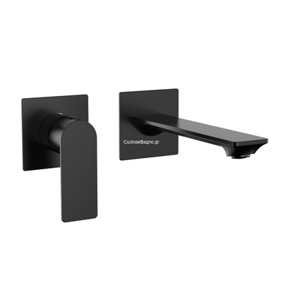 KLS Atena Inox Matt Black Μπαταρία Νιπτήρα Επίτοιχη 690513ΜΒ