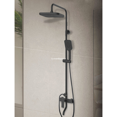 KLS Atena Inox Matt Black Στήλη Ντουζιέρας Με Μπαταρία 690650AΜΒ