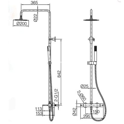 IMEX Delos Στήλη Ντους Με Μπαταρία Μαύρο Ματ BDD055/NG