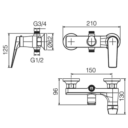 IMEX Delos Στήλη Ντους Με Μπαταρία Μαύρο Ματ BDD055/NG