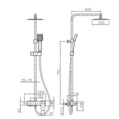 IMEX Pisa Στήλη Ντους Με Μπαταρία Χρυσό Ματ BDP048/OC