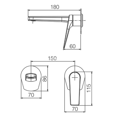 IMEX Delos Μπαταρία Νιπτήρα Επίτοιχη Χρωμέ GLD055