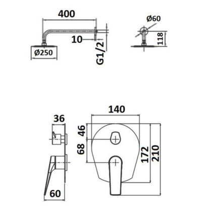 IMEX Delos Σετ Μπαταρίας Εντοιχισμού 2 Εξόδων Ανοξείδωτη GPD055/AC