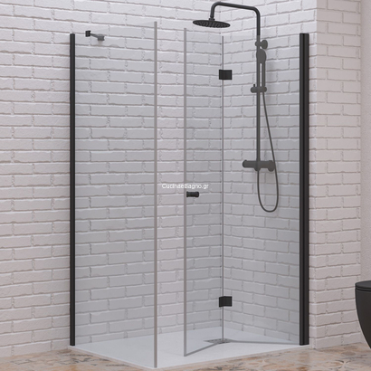 Karag S7 & Walkin 1 Black Καμπίνα Ντουζιέρας ΔΙΑΦΑΝΟ (Αναδιπλούμενο & Σταθερό)