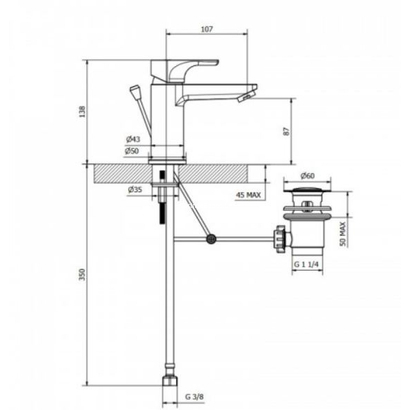 Teorema Bing Black Matt Μπαταρία Νιπτήρα 637730
