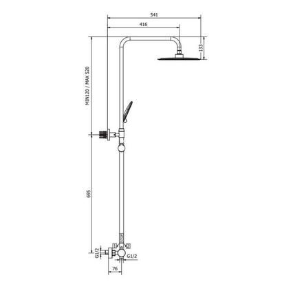 Teorema Bing Χρωμέ Στήλη Ντουζιέρας με Μπαταρία 117733