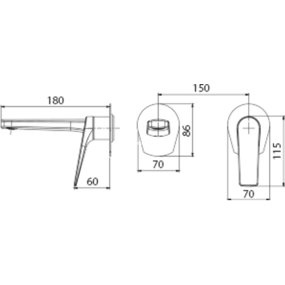 IMEX Delos Μπαταρία Νιπτήρα Επίτοιχη Ανοξείδωτη GLD055/AC