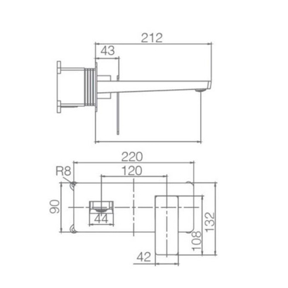 IMEX Pisa Μπαταρία Νιπτήρα Επίτοιχη Χρυσό Ματ GLP048/OC