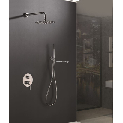 IMEX Moscu Σετ Μπαταρίας Εντοιχισμού 2 Εξόδων Ανοξείδωτη GPK034