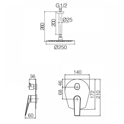 IMEX Paros Σετ Μπαταρίας Εντοιχισμού 2 Εξόδων Ανοξείδωτη GPP057/AC