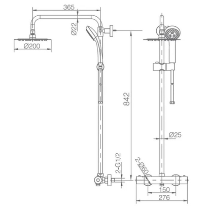 IMEX Moscu Στήλη Ντους Με Θερμοστατική Μπαταρία Ανοξείδωτη BTK017/AC