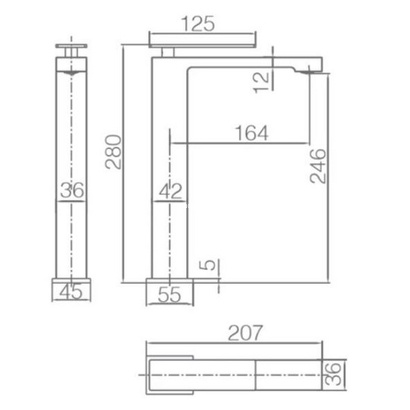IMEX Pisa Μπαταρία Νιπτήρα Επιτραπέζια Χρυσό Ματ BDP048-3OC