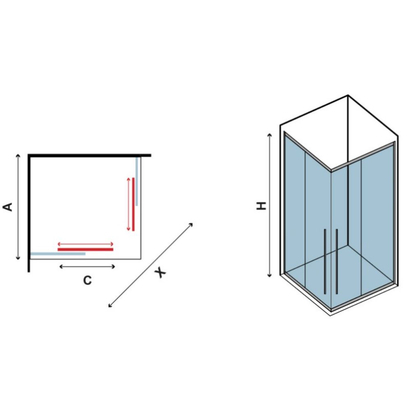 Karag Santorini 100 Gold 120x120x200 cm Καμπίνα Ντουζιέρας Τετράγωνη ΔΙΑΦΑΝΟ
