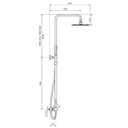 Teorema Slope Dark Mirror Στήλη Ντουζιέρας με Μπαταρία 250940