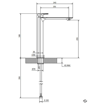 Teorema Slope Dark Mirror Μπαταρία Νιπτήρα Επιτραπέζια 250905