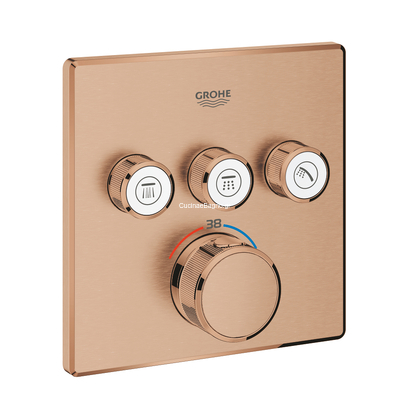 Grohe Grohtherm SmartControl 29126DL0 Brushed Warm Sunset  Θερμοστατική Μπαταρία Εντοιχισμού 3 Ροών