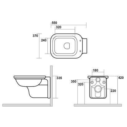 Kerasan Waldorf 55x37 Λεκάνη Κρεμαστη 411501