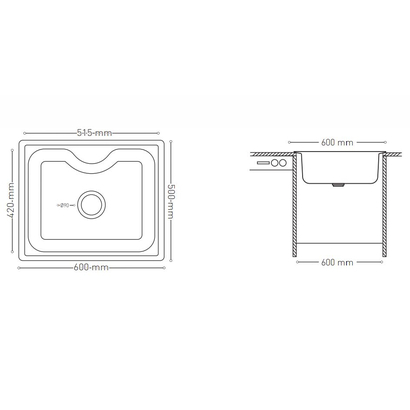 MAY 60x50 Νεροχύτης Ανοξείδωτος Ένθετος 5860510