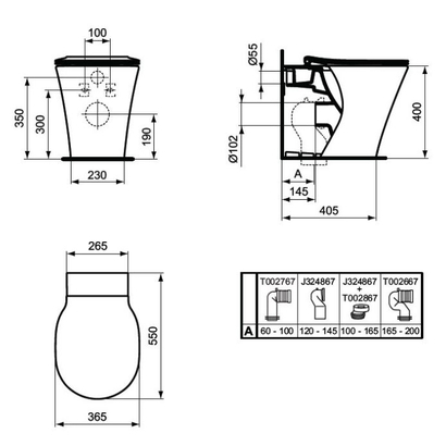 Ideal Standard Connect Air 55 cm Aquablade Λεκάνη Δαπέδου Υψηλής Πίεσης