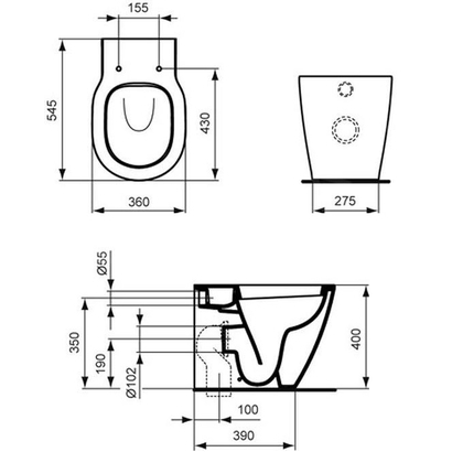 Ideal Standard Connect 54,5 cm Λεκάνη Δαπέδου Υψηλής Πίεσης