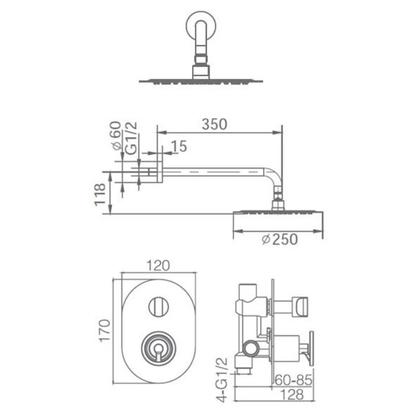 IMEX Olimpo Σετ Μπαταρίας Εντοιχισμού 2 Εξόδων Χρωμέ GPC033