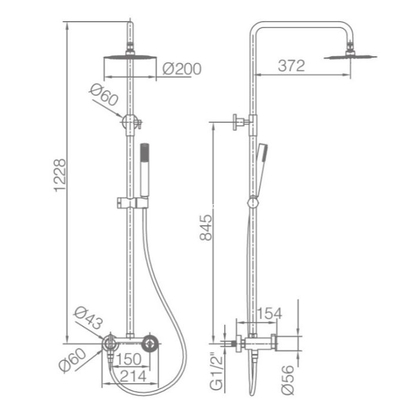 IMEX Olimpo Στήλη Ντους Με Μπαταρία Μαύρο Ματ BDC033/NG