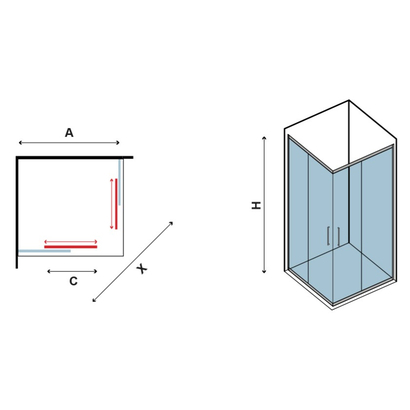 Karag 80x80x190 Cm Χρωμέ Καμπίνα Ντουζιέρας Τετράγωνη Flora 100