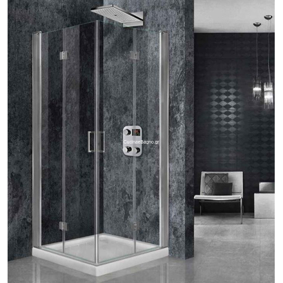 Aquarelle Fresh 20 Χρωμέ Γωνιακή Καμπίνα Ντουζιέρας ΔΙΑΦΑΝΟ (Δύο Αναδιπλούμενα)