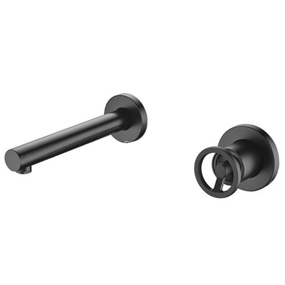 IMEX Olimpo Μπαταρία Νιπτήρα Επίτοιχη Μαύρο Ματ GLC033/NG