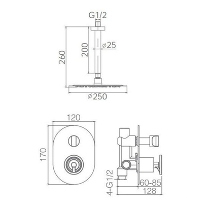 IMEX Vesubio Σετ Μπαταρίας Εντοιχισμού 2 Εξόδων Μαύρο Ματ GTV038/NG