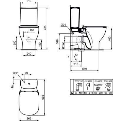 Ideal Standard Tesi II 66,5 cm Aquablade Λεκάνη Επιδαπέδια Με Καζανάκι