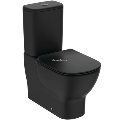 Ideal Standard Tesi II 66,5 cm Aquablade Μαύρη ΜΑΤ Λεκάνη Με Καζανάκι & Κάλυμμα