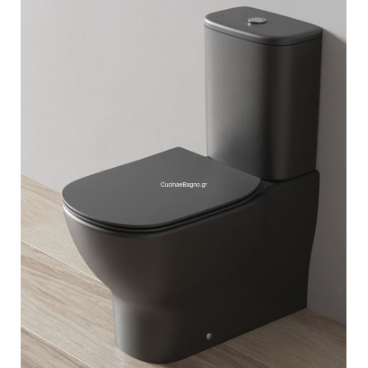 Ideal Standard Tesi II 66,5 cm Aquablade Μαύρη ΜΑΤ Λεκάνη Με Καζανάκι & Κάλυμμα