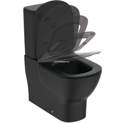 Ideal Standard Tesi II 66,5 cm Aquablade Μαύρη ΜΑΤ Λεκάνη Με Καζανάκι & Κάλυμμα