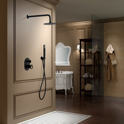 IMEX Olimpo Σετ Μπαταρίας Εντοιχισμού 2 Εξόδων Μαύρο Ματ GPC033/NG