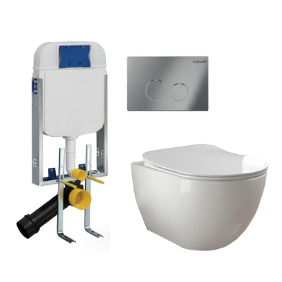 Creavit 5001-100 Σετ Καζανάκι Εντοιχισμού Με Πλακέτα & Λεκάνη Fit Rimless