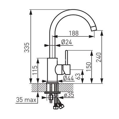 Ferro LUGIO BLG4BL Μπαταρία Κουζίνας Μαύρη