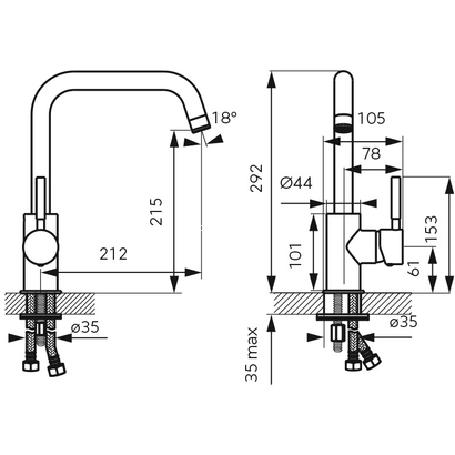 Ferro RATIO BLACK BTI4BL Μπαταρία Κουζίνας Μαύρη