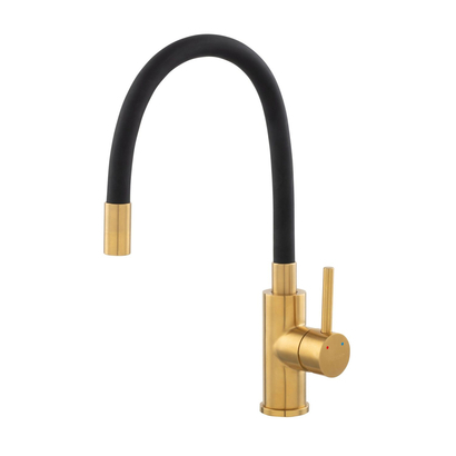 Ferro ZUMBA S/S BZA4BSSG Μπαταρία Κουζίνας Χρυσή Με Εύκαμπτο Σπιράλ Μαύρο