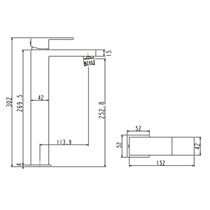 KARAG Delos Nero Μπαταρία Νιπτήρα Επιτραπέζια Μαύρη E02FA382H-BL