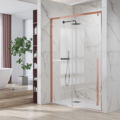 Karag Santorini 400 Rose Gold 120x200 Cm Πόρτα Ντουζιέρας Συρόμενη Προφίλ Ροζ-Χρυσό ΔΙΑΦΑΝΗ