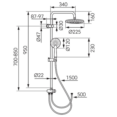 KARAG Coppa Nero Στήλη Ντουζιέρας Μαύρη NP92-BL