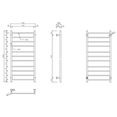 Karag Trumpet 48x100 Χρωμέ Θερμαντικό Σώμα Ρεύματος 220-240 V