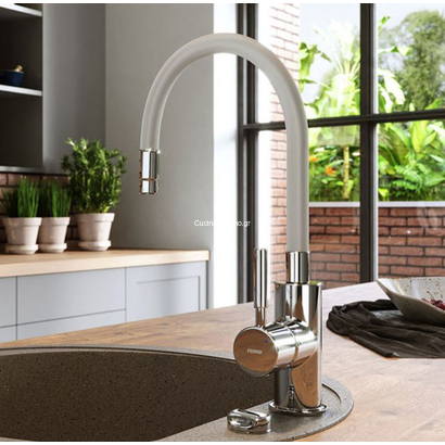 Ferro ZUMBA BZA4S Μπαταρία Κουζίνας Με Εύκαμπτο Σπιράλ Γκρι