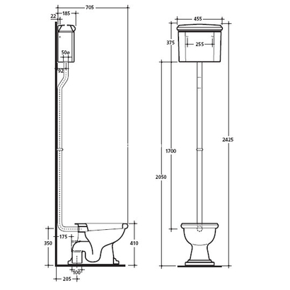 Kerasan Retro Εξωτερική Σωλήνα Χρωμέ Για Καζανάκι Υψηλής Πίεσης 110100