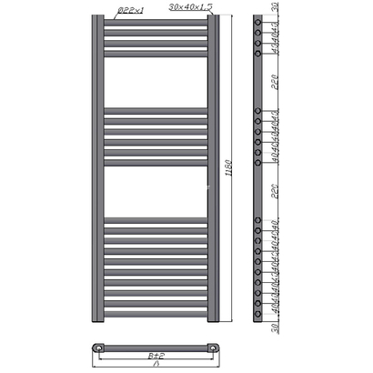 Karag NILE 1180-450 300W Nero Opaco 45x118 Μαύρο Θερμαντικό Σώμα