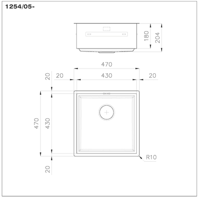 Foster Quadra EVO Gun Metal 47x47 Νεροχύτης Ανοξείδωτος Επικαθήμενος 1254056