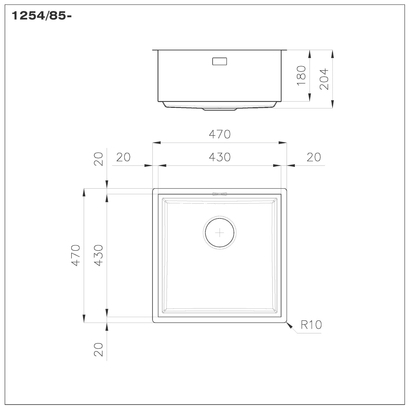 Foster Quadra EVO Gun Metal 47x47 Νεροχύτης Ανοξείδωτος Υποκαθήμενος 1254856