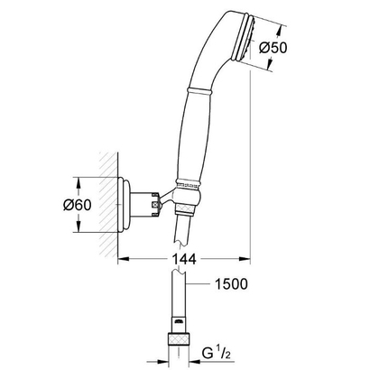 Grohe Sinfonia 28976000 Σετ Ντους Χειρός με Στήριγμα και Σπιράλ Χρωμέ